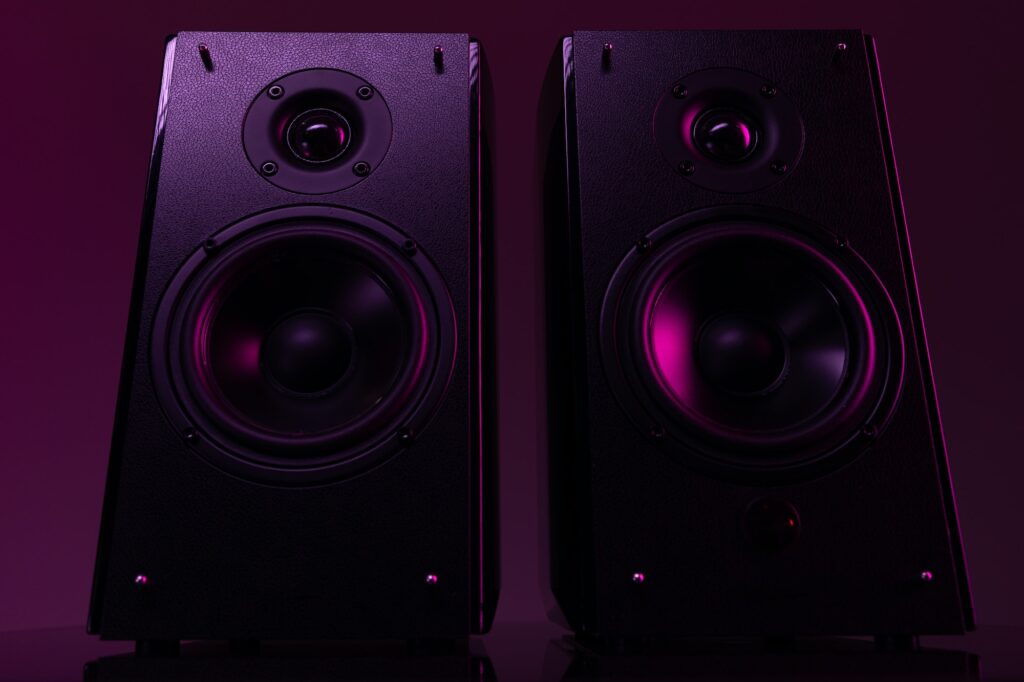 acoustic system for a sound engineer, professional studio monitors, musical equipment for